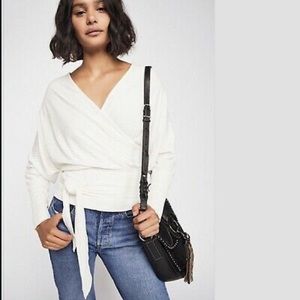 We the Free Criss Cross Long Sleeve Sweater with Tied Wasit